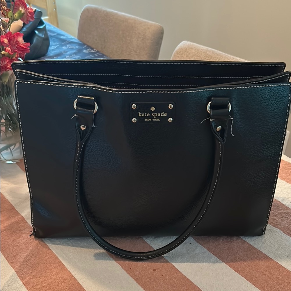 Kate Spade Black Structured Leather Tote